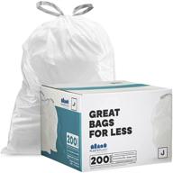 🗑️ 200 count white drawstring garbage liners 10-10.5 gallon / 38-40 liter │ 21" x 28" compatible with simplehuman (x) code j trash bags logo