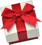 🎁 paialco jewelry package paper gift box: elegant red ribbon bow-knot, 2 1/4-inch by 2 1/4-inch logo