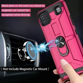 img 2 attached to 📱 Rugged LG K92 Case with Glass Screen Protector - Jeylly Full Body Two Layers Hard PC Shell, Soft TPU Bumper, Shockproof, Metal Ring - Rose Red