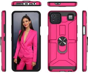 img 3 attached to 📱 Rugged LG K92 Case with Glass Screen Protector - Jeylly Full Body Two Layers Hard PC Shell, Soft TPU Bumper, Shockproof, Metal Ring - Rose Red
