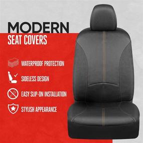 img 3 attached to 🚗 Motor Trend SpillGuard Beige Stitching Waterproof Neoprene Car Seat Protectors – Front Seat Covers with Durable Universal Fit, Easy Installation. Ideal Interior Accessories for Auto Truck Van SUV