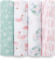 👶 aden + anais essentials swaddle blanket set - 4 pack, muslin blankets for girls & boys, perfect newborn gifts and infant shower items logo