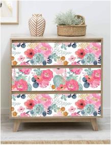 img 2 attached to 🌵 HaokHome 93005-2 Floral Wallpaper: Watercolor Cactus Design | Peel & Stick | Vinyl Self Adhesive | 17.7in x 9.8ft | White/Pink/Green/Navy Blue | Decorative Prepasted Wallpaper