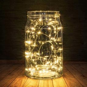 img 1 attached to 🔮 20LEDs Battery Operated Fairy Lights, Silver Wire 2 Mode String Lights for Bedroom Christmas Party Decorations (Warm White, 6.6ft)