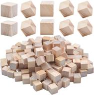 🧱 natural square wooden blocks, 200-piece set of unfinished craft wooden cubes logo