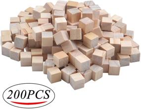 img 3 attached to 🧱 Natural Square Wooden Blocks, 200-Piece Set of Unfinished Craft Wooden Cubes