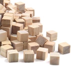 img 1 attached to 🧱 Natural Square Wooden Blocks, 200-Piece Set of Unfinished Craft Wooden Cubes