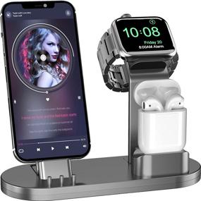 img 4 attached to OLEBR 3-in-1 Зарядная платформа для Apple Watch 45 мм / 44 мм, 41 мм / 40 мм Серия 7 / SE / 6 / 5 / 4 / 3 / 2 / 1, AirPods Pro и Серия 13/12/11/X/8/7/6S/5 телефонов (требуется оригинальный кабель) - Space Gray