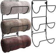 sorbus towel rack holder set - wall mounted storage organizer for towels, washcloths, hand towels, linens, ideal for bathroom, spa, salon, contemporary design, set of 2 (black) logo