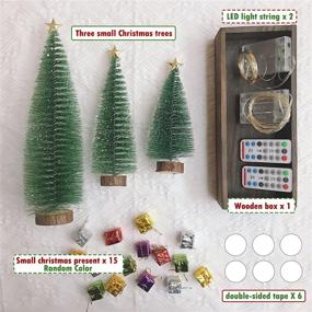 img 1 attached to 🎄 Rustic Farmhouse Wooden Mini Christmas Tree Tabletop Decoration with Remote Control Fairy Light & Wooden Tray for Kitchen Bedroom Dining Room Home Decoration