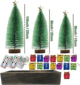 img 3 attached to 🎄 Rustic Farmhouse Wooden Mini Christmas Tree Tabletop Decoration with Remote Control Fairy Light & Wooden Tray for Kitchen Bedroom Dining Room Home Decoration