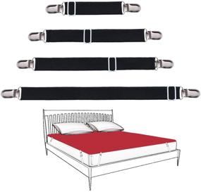 img 3 attached to 🛏️ Korlon 8 Pack Adjustable Sheet Clips - Bed Sheet Holder Straps for Fitted Sheets - Heavy Duty Bed Sheet Straps in Black