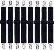 🛏️ korlon 8 pack adjustable sheet clips - bed sheet holder straps for fitted sheets - heavy duty bed sheet straps in black logo