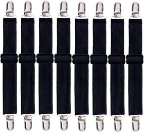 img 4 attached to 🛏️ Korlon 8 Pack Adjustable Sheet Clips - Bed Sheet Holder Straps for Fitted Sheets - Heavy Duty Bed Sheet Straps in Black