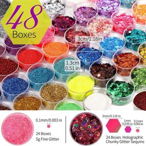 img 3 attached to 48 Box Glitter Set: 24 Boxes of 5g Fine Glitter and 24 Boxes of Holographic Chunky Glitter Sequins - Ideal for Nail Art, Eyeshadow, Cosmetics, Makeup. Enhance Body and Face with Festival and Halloween Glitter Flakes.