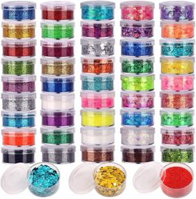 img 4 attached to 48 Box Glitter Set: 24 Boxes of 5g Fine Glitter and 24 Boxes of Holographic Chunky Glitter Sequins - Ideal for Nail Art, Eyeshadow, Cosmetics, Makeup. Enhance Body and Face with Festival and Halloween Glitter Flakes.