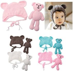img 2 attached to 🐻 Adorable ECYC Newborn Baby Bear Hat Beanie with Bear Dolls: Perfect Photography Accessory in White