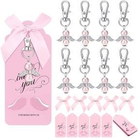 img 4 attached to 🎁 Bulk Thank You Gift for MOVINPE Angel Keychains with Bows and Angel Wing Thank You Tags – Perfect Guest Return Gifts for Baby Shower