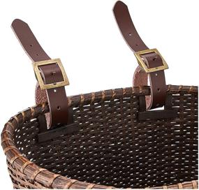 img 1 attached to Authentic Leather Strapped Oval Dreamcatcher 👜 Basket: Retrospec Cane Woven with Brass Buckles