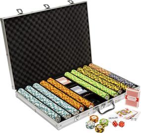 img 3 attached to Brybelly 1,000 Ct Monte Carlo Poker Set - Premium 14g Clay Composite Chips in an Aluminum Case, Complete with Playing Cards and Dealer Button