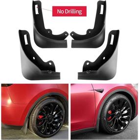 img 4 attached to 🚗 Carwiner Mud Flaps Splash Guards for Tesla Model Y - No Drilling, Fender Mud Guard Accessories (Set of 4)