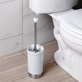 img 3 attached to 🚽 iDesign York Ceramic and Metal Toilet Bowl Brush Set: Slim and Compact Bathroom Cleaning Accessory in White and Chrome