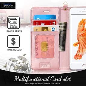 img 2 attached to 📱 FYY iPhone 6 Plus/6s Plus Case: PU Leather Wallet Phone Case with Card Holder, Kickstand and Wrist Strap – Rose Gold 5.5" Cover