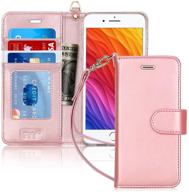 📱 fyy iphone 6 plus/6s plus case: pu leather wallet phone case with card holder, kickstand and wrist strap – rose gold 5.5" cover logo