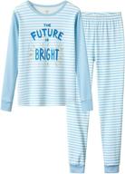 😴 comfortable girls' cotton pajamas: snug-fit stripe long sleeve & pants pj set (kid sizes 4t-14) logo