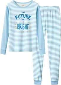 img 4 attached to 😴 Comfortable Girls' Cotton Pajamas: Snug-Fit Stripe Long Sleeve & Pants PJ Set (Kid Sizes 4T-14)