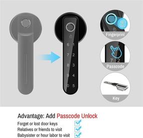 img 2 attached to 🔒 Secustone Fingerprint Door Lock – Keyless Entry Smart Lock for Home, Office, Front Door – Keypad, Passcode, Fingerprint, and Key Unlock – Easy Installation – Black