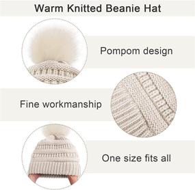 img 2 attached to ❄️ URATOT Winter Warm Knitted Scarf Beanie Pompom Hat Set with Touch Screen Gloves and Ear Warmer for Men or Women