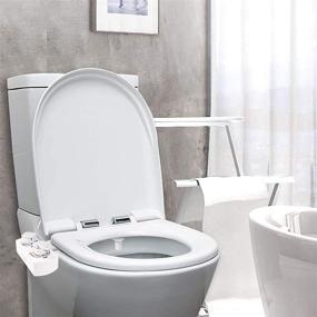 img 2 attached to 🚽 Premium Non-Electric Bidet Toilet Seat Attachment with Self-Cleaning Dual Nozzle, Adjustable Water Pressure Switch - Hygienic Fresh Water Spray and Mechanical Sprayer for Toilet