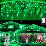 🎄 icicle lights outdoor decorations - 39ft 450 led dripping twinkle ice string light, 8 modes plug in waterproof fairy curtain lights for christmas, holiday, patio, yard, house, party decor (green) logo