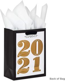 img 1 attached to 🎓 Hallmark 9" Graduation Gift Bag: Celebrate High School and College Graduates with Black and Gold Class of 2021 Design, Includes Tissue Paper