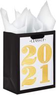 🎓 hallmark 9" graduation gift bag: celebrate high school and college graduates with black and gold class of 2021 design, includes tissue paper logo