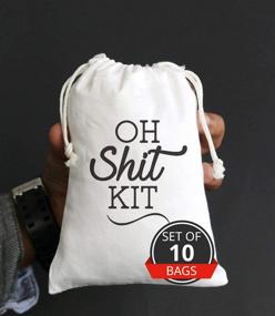 img 4 attached to 🎉 Oh Shit Kit Drawstring Hangover Bachelorette Kit Bags - Cotton Muslin Drawstring Bags for Bridal Shower Hen's Party Kit Bag