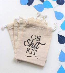 img 1 attached to 🎉 Oh Shit Kit Drawstring Hangover Bachelorette Kit Bags - Cotton Muslin Drawstring Bags for Bridal Shower Hen's Party Kit Bag