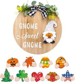 img 4 attached to 🏡 Gnome Sweet Gnome: Interchangeable Welcome Sign for Farmhouse Porch, Christmas, and Halloween Decor