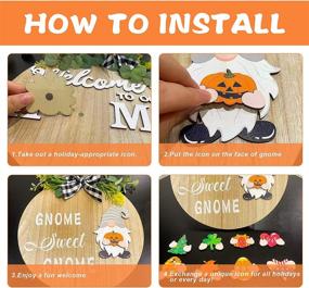 img 2 attached to 🏡 Gnome Sweet Gnome: Interchangeable Welcome Sign for Farmhouse Porch, Christmas, and Halloween Decor