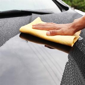 img 4 attached to 🚗 Jinchan Super Absorbent Shammy Towel for Car Drying, Chamois Cloth for Car Wash, Kitchen Cleaning - 2 Pack, 16"x18