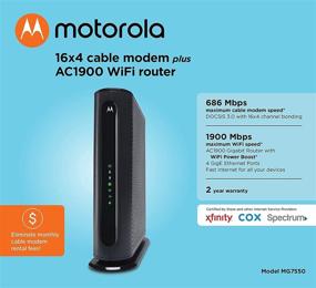 img 2 attached to 🔌 Motorola MG7550 Modem WiFi Router Combo with Power Boost - Approved by Comcast Xfinity, Cox, Charter Spectrum, and More - Ideal for Cable Plans Up to 300 Mbps - AC1900 WiFi Speed - 16x4 DOCSIS 3.0