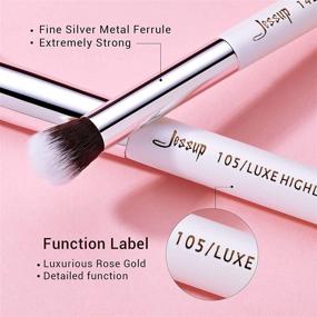 img 1 attached to 💄 8pcs Premium Natural Synthetic Makeup Brush Set in White/Silver for Contour, Blush, Eye Shadow Blending, Concealer, Brow Liner - Jessup T238