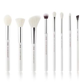 img 4 attached to 💄 8pcs Premium Natural Synthetic Makeup Brush Set in White/Silver for Contour, Blush, Eye Shadow Blending, Concealer, Brow Liner - Jessup T238