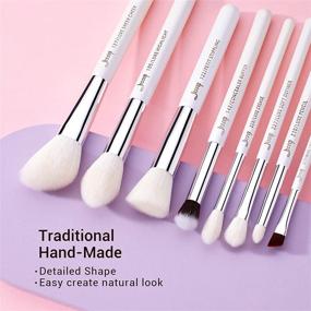 img 2 attached to 💄 8pcs Premium Natural Synthetic Makeup Brush Set in White/Silver for Contour, Blush, Eye Shadow Blending, Concealer, Brow Liner - Jessup T238