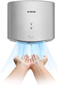 img 4 attached to AIKE AK2630S Compact Automatic Hand Dryer: High 🌬️ Speed Commercial and Household Solution, ABS Cover 110V 1400W (Silver)