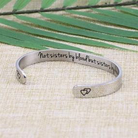 img 3 attached to Personalized Sister Bracelet: Engraved Birthday Jewelry for Best Friend Women - BFF Cuff Bangle