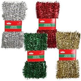 img 1 attached to 🎄 Enhance Your Christmas Celebrations with Festive Sparkle! Set of 4 Assorted 50-ft. Tinsel Garlands in Green, Gold, Red, and Silver Colors