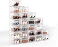 efficient shoe organization: crestlive products 24 pack shoe storage box, foldable & stackable clear organizer (x-large/ white) логотип