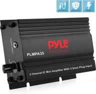 🔊 dual channel mini portable stereo receiver box - 300w rack mount audio speaker power amplifier system with 3.5mm input - enhance your home entertainment system with amplified sound - pyle plmpa35 logo